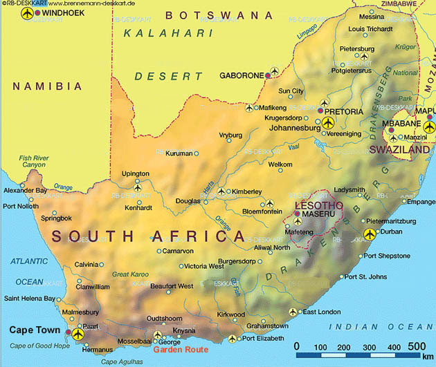 South Africa Topographic Map | Map Of Africa