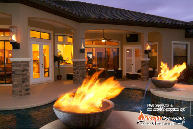 Fire-on-water fountains - modern - swimming pools and spas - other