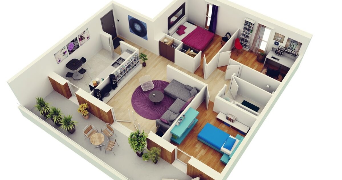 Floor Plan House Design Plans 3d 3 Bedrooms