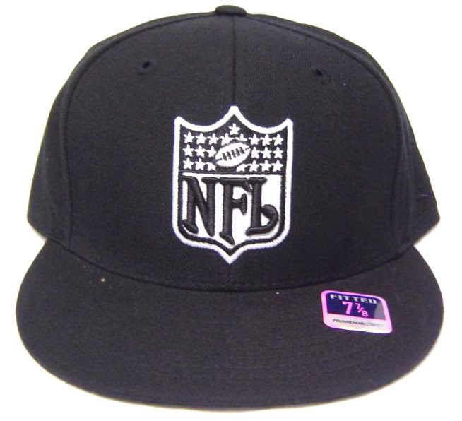 Black Flatbill Fitted Cap w/ embroidered NFL Logo Rbk eBay Black Flatbill Fitted Cap w/ embroidered NFL Logo Rbk eBay