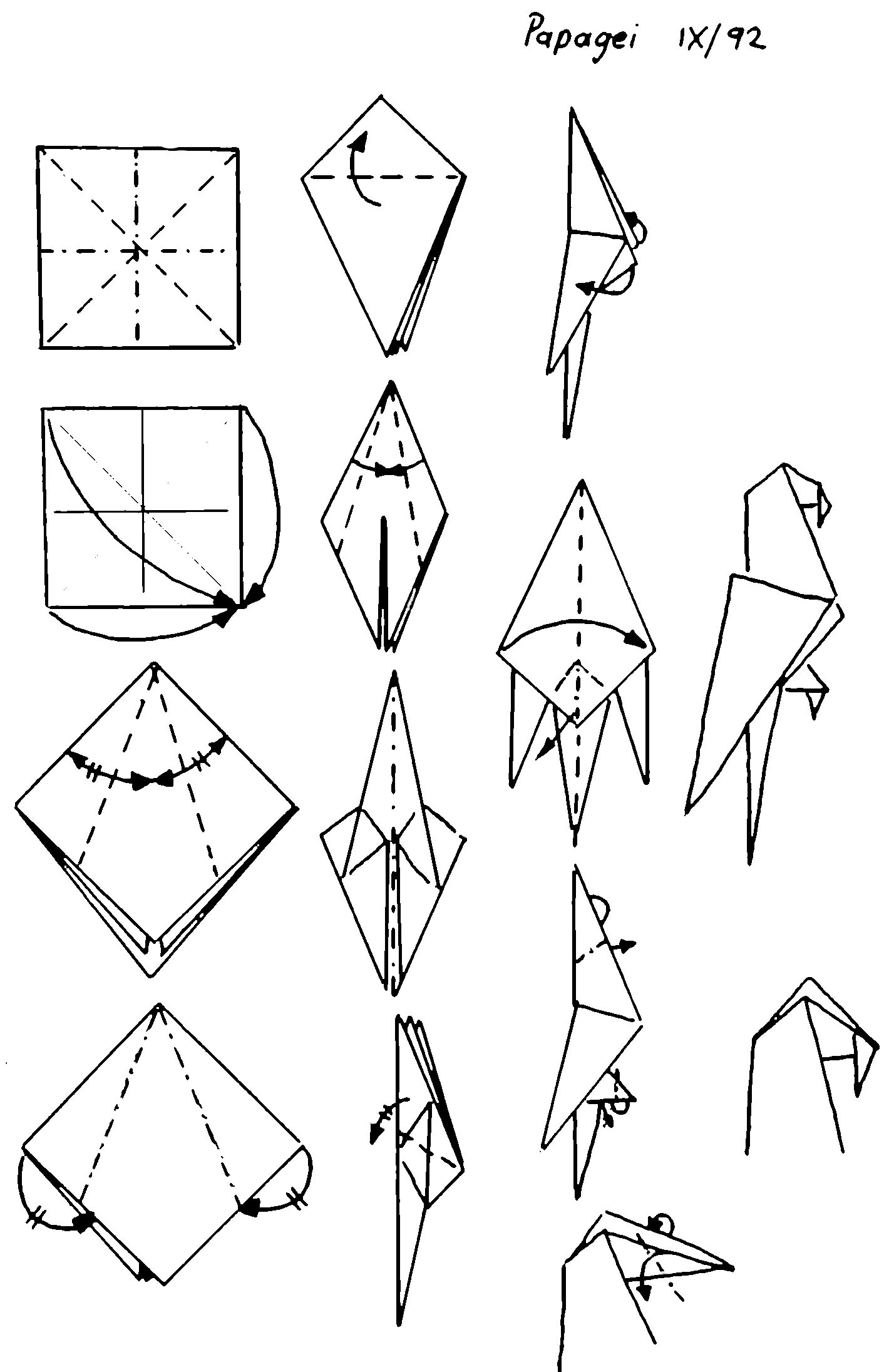 Origami Bild Origami Faltanleitung Schwalbe