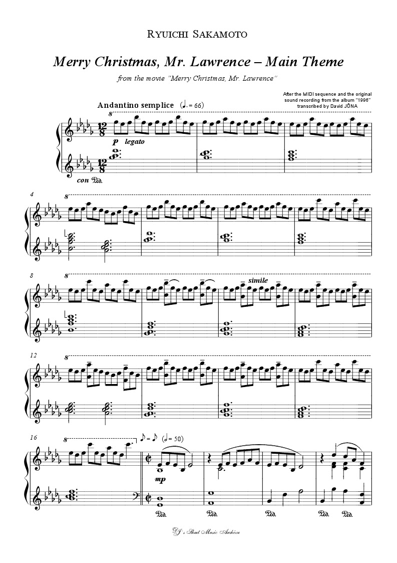 最も人気のある Merry Christmas Mr Lawrence Piano Sheet Music - ベジュウェレン
