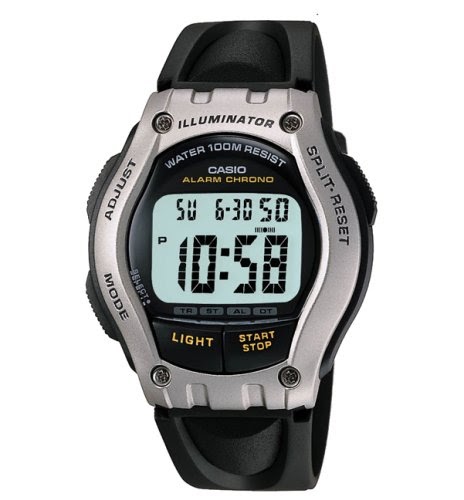 casio men's orange resin strap illuminator lcd watch