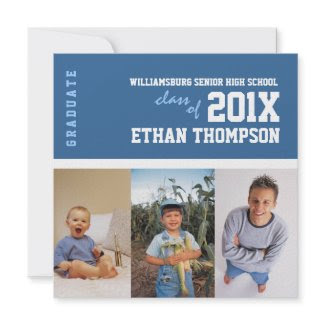 Graduation Announcement 3 Photo Collage in Blue zazzle_invitation