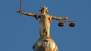The figure of Lady Justice, at the top of the dome of the Central Criminal Court
