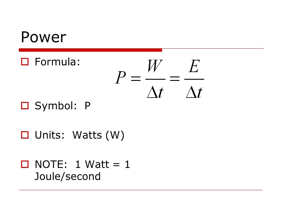 Spice of lyfe what is formula of power in physics