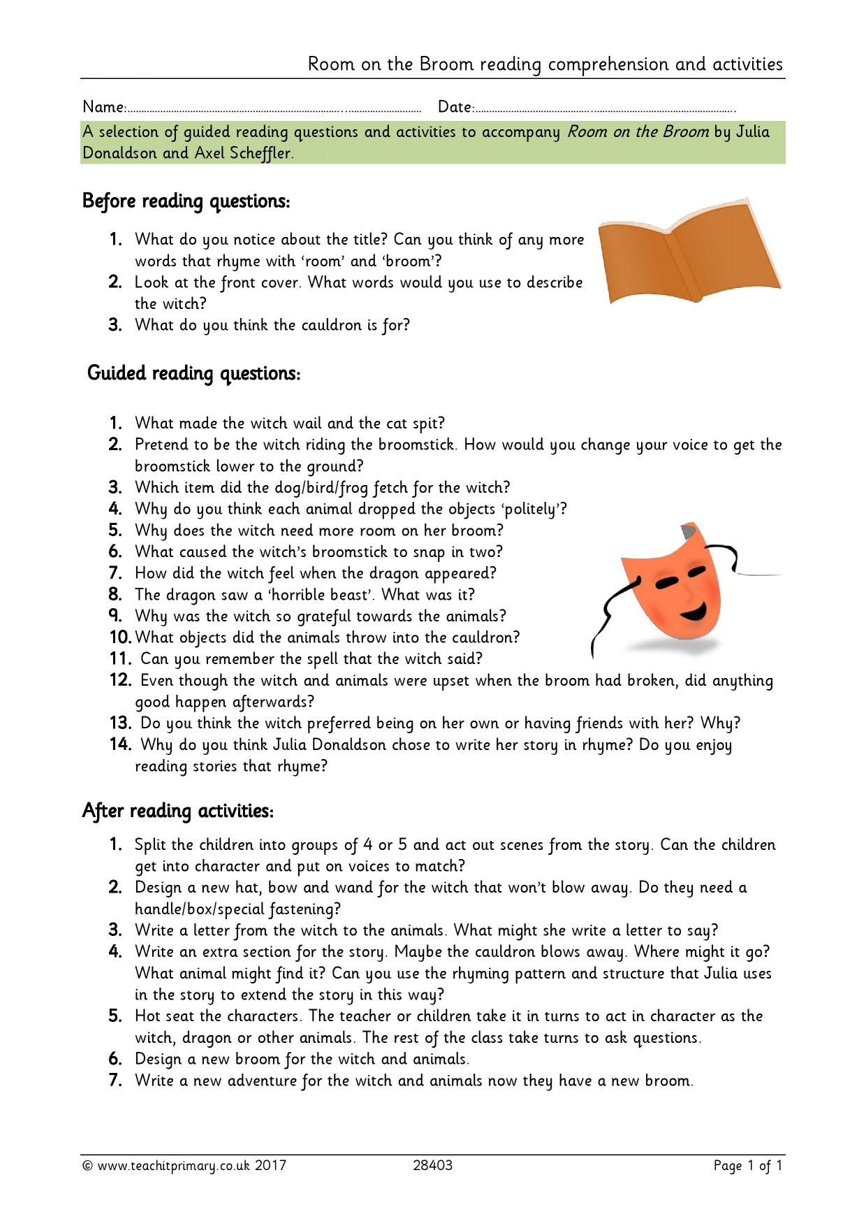 Reading Comprehension Questions Ks2 Printable Worksheet