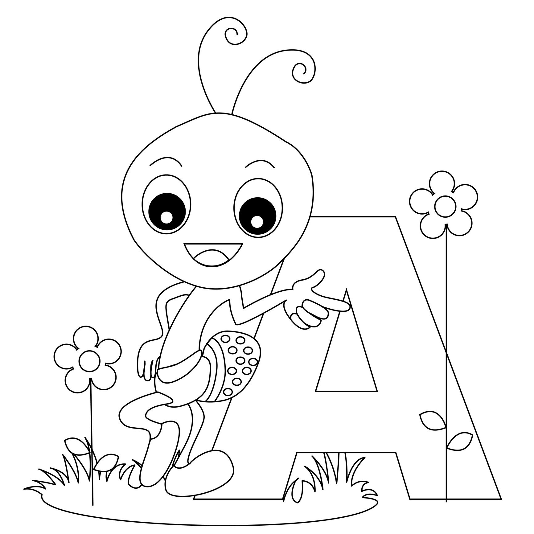 alphabet coloring pages Letter A