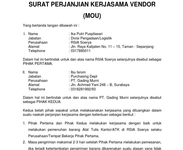 40+ Contoh Surat Pemutusan Kontrak Kerjasama Sepihak PNG