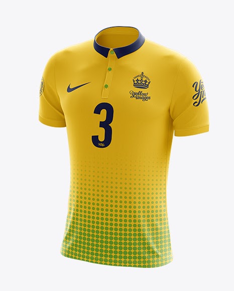 Download Free Men's Soccer Polo Shirt Mockup (Half Side View) (PSD)