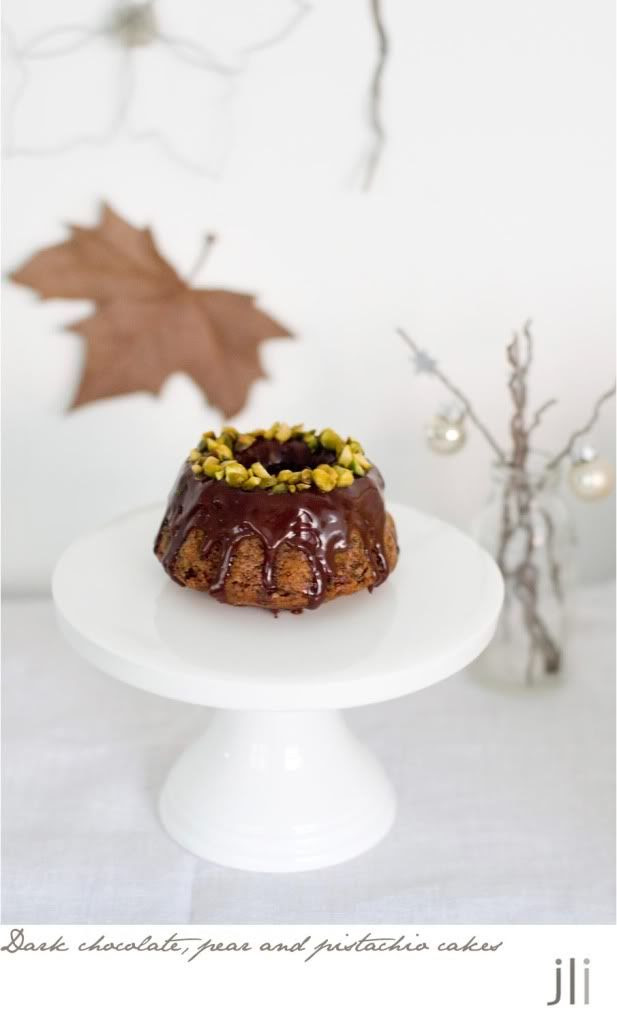 chocolate pear pistachio cake