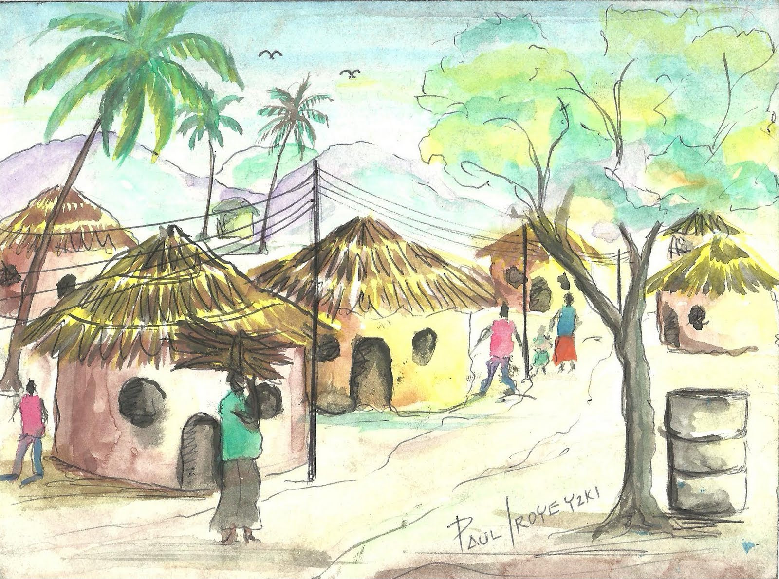 My Village Pencil Drawing