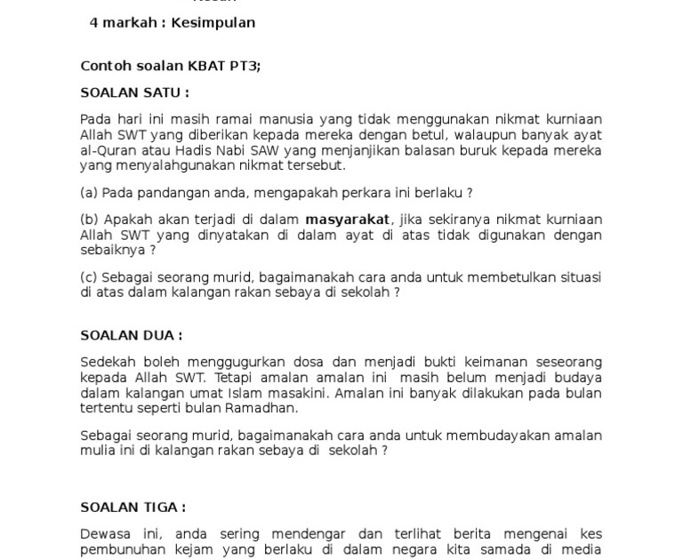 Soalan Kbat Pendidikan Islam - Viral Blog m