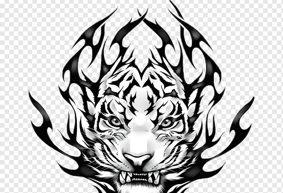 Gambar Kepala Harimau Hitam Putih
