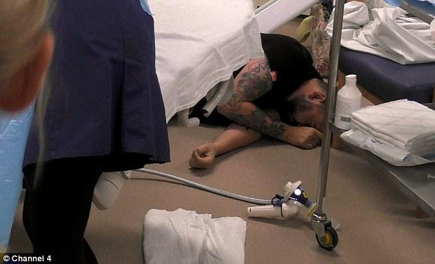 It's almost too much for Ben who suddenly collapses, dropping to the floor unconscious by the bedside
