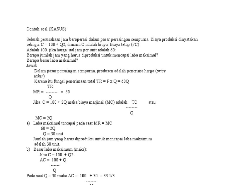 11+ Contoh soal teori produksi dan jawabannya ideas