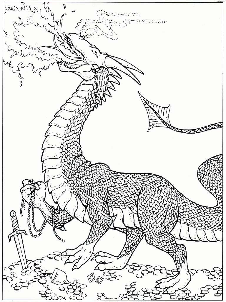 Featured image of post Realistic Fire Breathing Dragon Coloring Pages