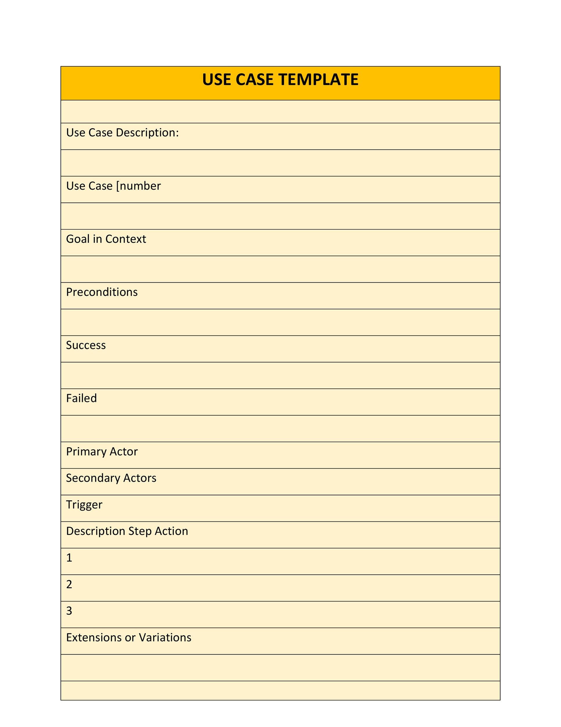 Use Case Analysis Template Hq Printable Documents 6487