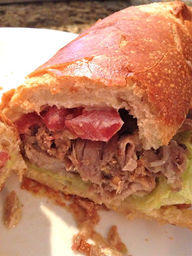Leftover pernil sandwich