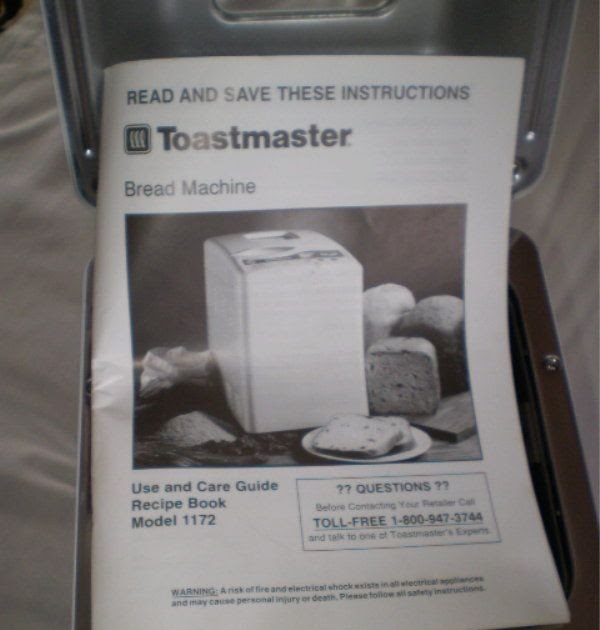 Toastmaster Bread Maker Recipe Book : ToastMasters Bread Maker with