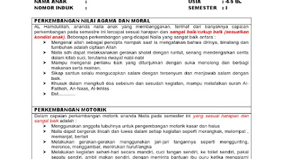 Download Narasi Raport Tk Semester 2 Id Aplikasi