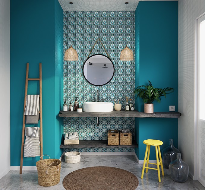 4 Murs Papier Peint Salle De Bain - Idées de décoration