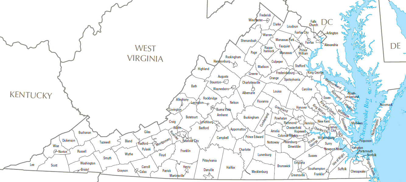 Virginia County Maps Counties Printable