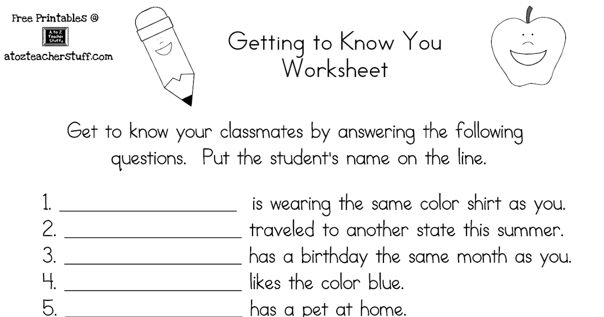 Free Getting To Know You Worksheets For Elementary Students - Ideas Life
