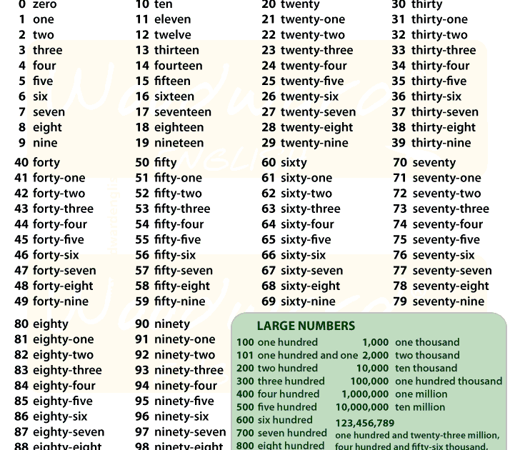 Numeros En Ingles 1 1000