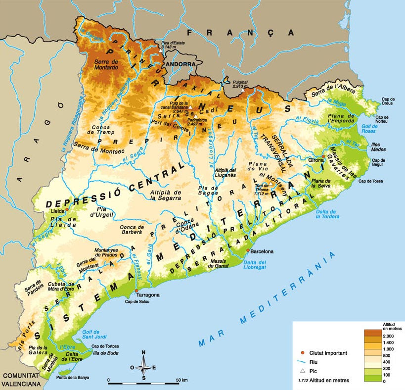 Mapa Relleu Catalunya Mapa