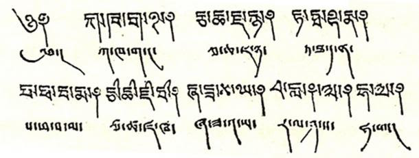 The Zhang Zhung script, written by Wikimedia Author Phubutsering