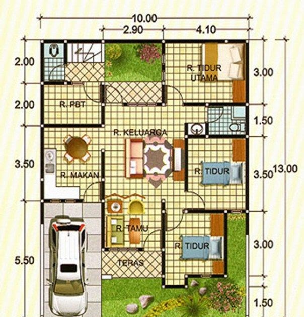 Most Wanted Denah  Rumah  Ukuran  9x10 1 Lantai Rumah  