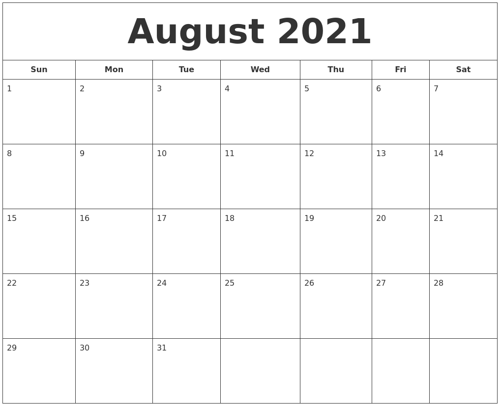 July And August 2021 Printable Calendar | Calendar 2021