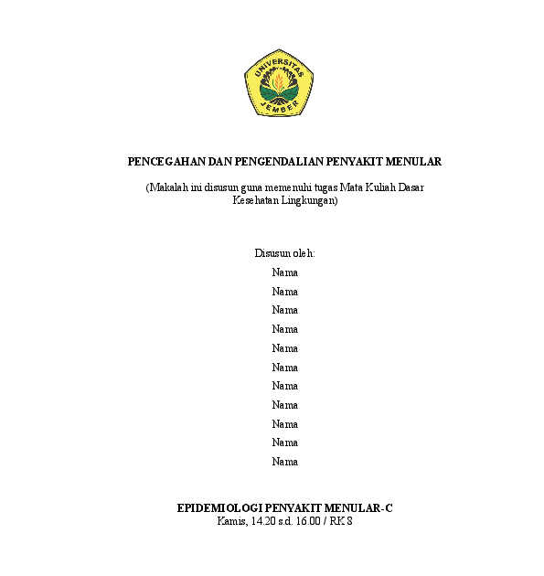 Contoh Makalah Penyakit Menular Dan Pencegahan Soal Matpel