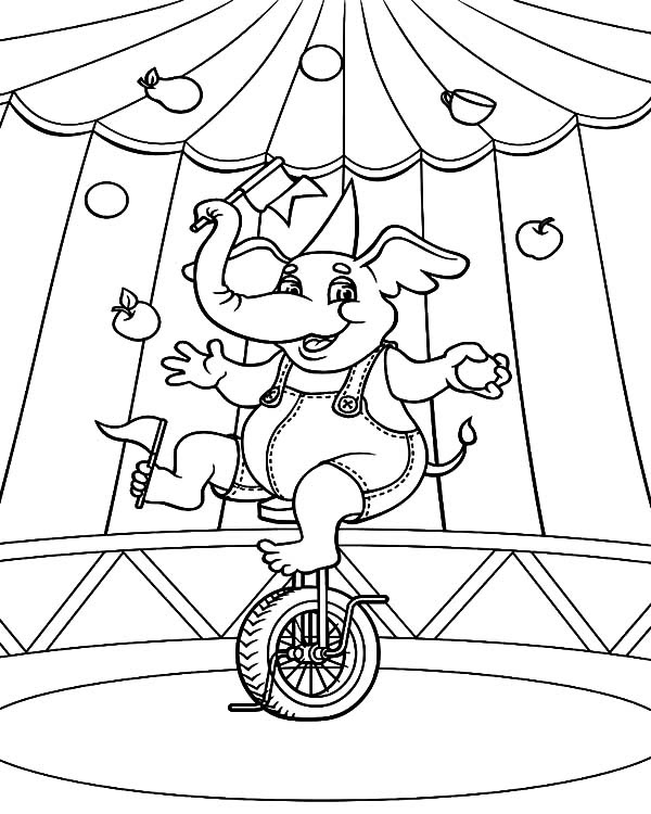 Circus Elephant Coloring Page - 74+ SVG Cut File