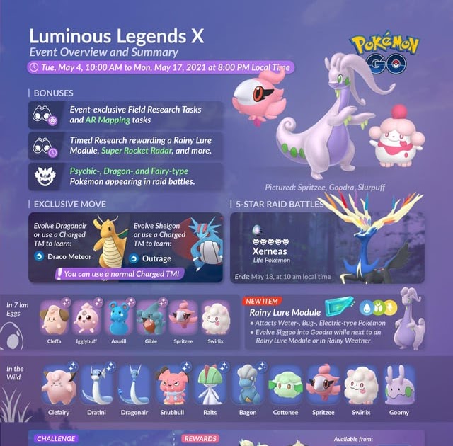 Let's talk Pokemon GO: Luminous Legends X Event Overview (Via LeekDuck)