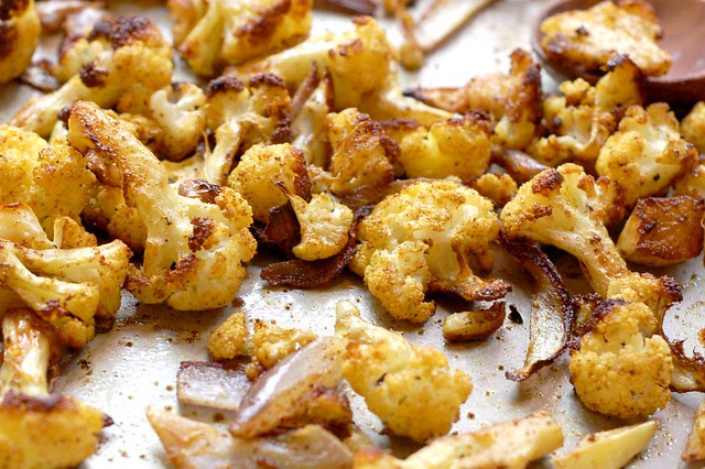 Roasted, curried cauliflower by Eve Fox, Garden of Eating blog, copyright 2011