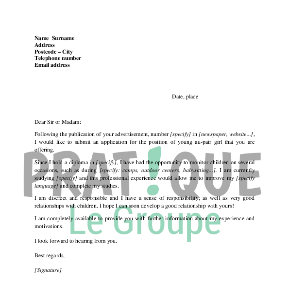 cover letter example  exemple de lettre de motivation