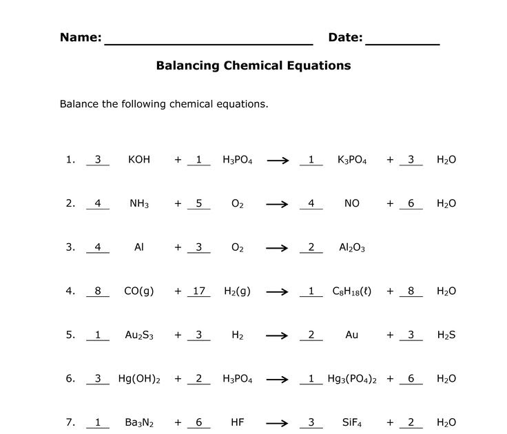Worksheet More Practice Balancing Equations Balance The Following Equations Balancing Equations Practice Worksheet Answer Key Part C Acoybcjhmbm