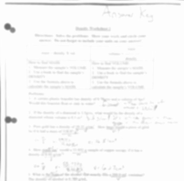 Density Calculation Worksheet Pdf - worksheet