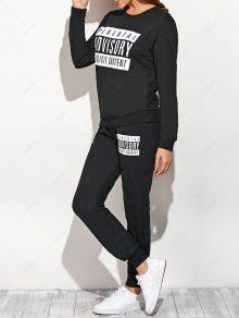 Graphic Sweatshirt and Drawstring Sports Pants