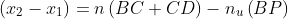 \left ( x_{2}-x_{1} \right )=n\left ( BC+CD \right )-n_{u}\left ( BP \right )