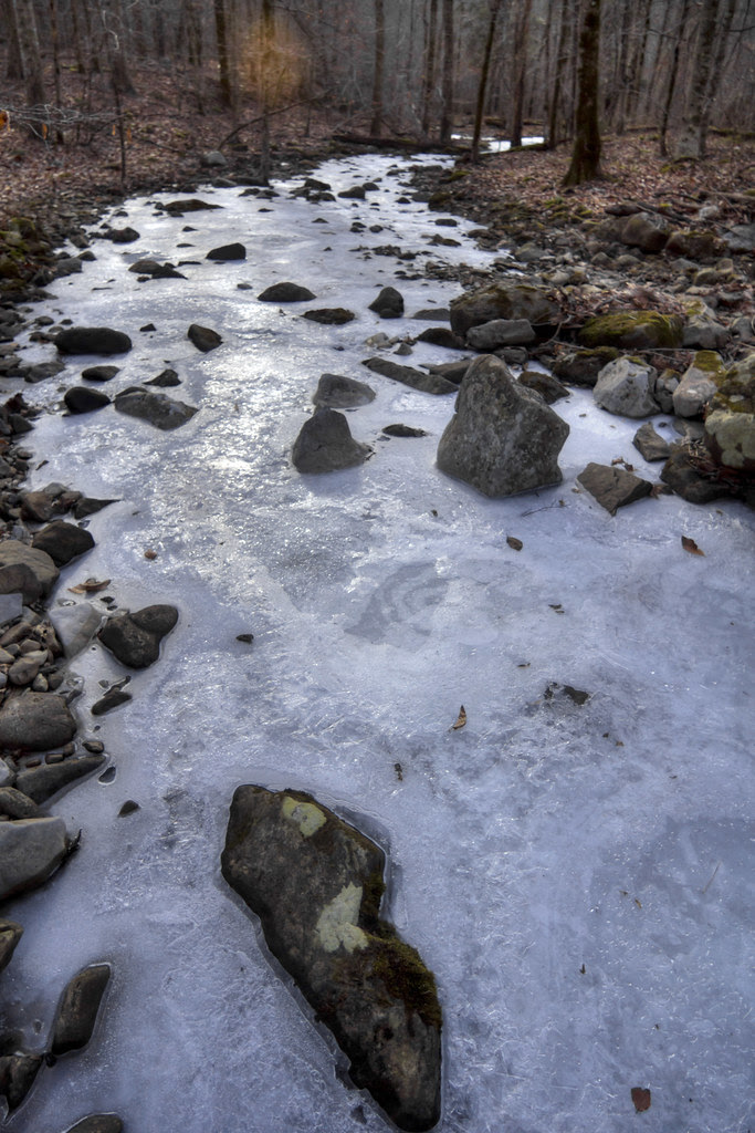 Unnamed creek, frozen, Putnam County, Tennessee