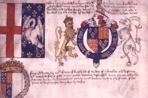 Manuscript page showing Henry VI's coat of arms