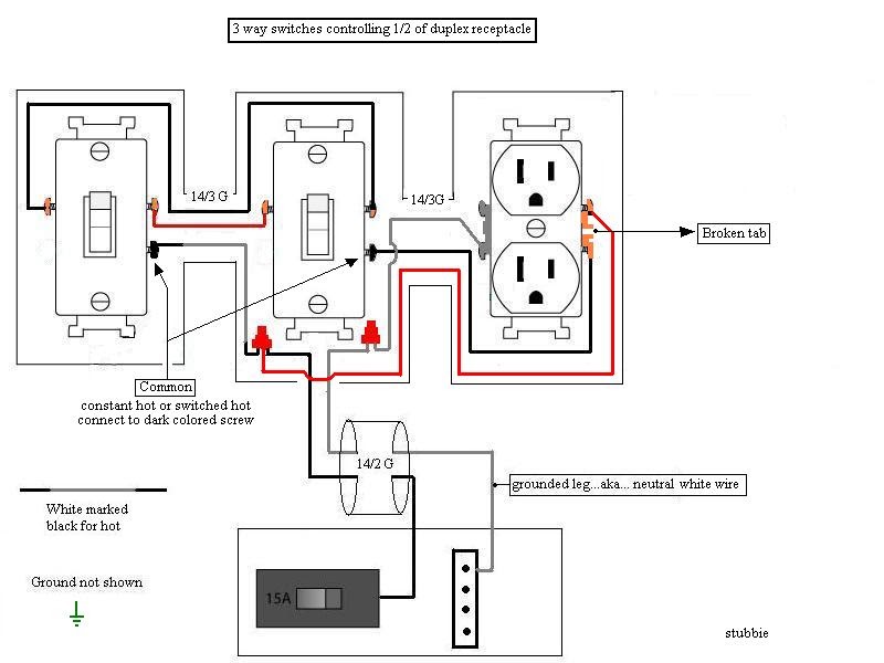 3 Way Switched Outlet Wiring Diagram / Wiring Diagram For 3 Way Switch