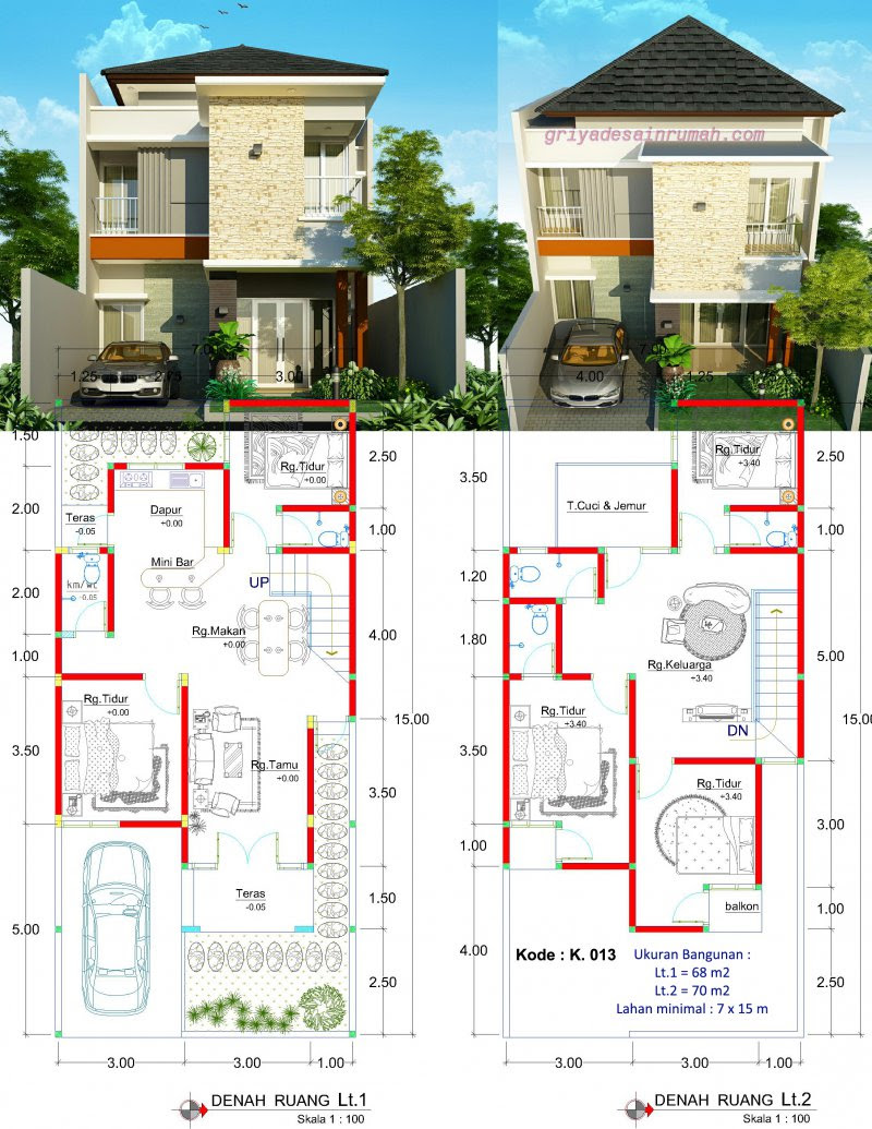 62 Desain Rumah Minimalis 2 Lantai Beserta Denahnya Desain Rumah