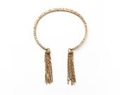 NEW Radiance Tassel Cuff / antiqued brass forged bracelet / textured bangle / vintage chain tassels - SOFTGOLDSTUDIO NEW Radiance Tassel Cuff / antiqued brass forged bracelet / textured bangle / vintage chain tassels - SOFTGOLDSTUDIO