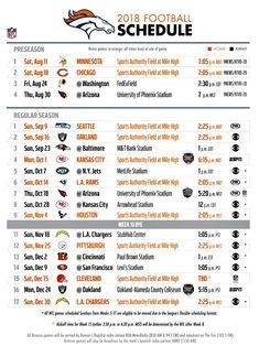 Denver Broncos Schedule 2021 Printable