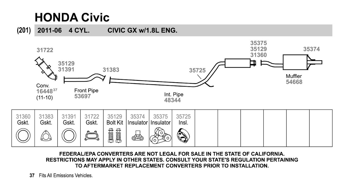 2007 Honda Civic Exhaust System Diagram - View All Honda Car Models & Types