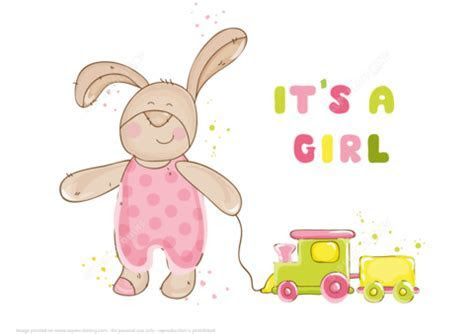 "It's a Girl" Baby Shower Card Free Printable Papercraft "It's a Girl" Baby Shower Card Free Printable Papercraft